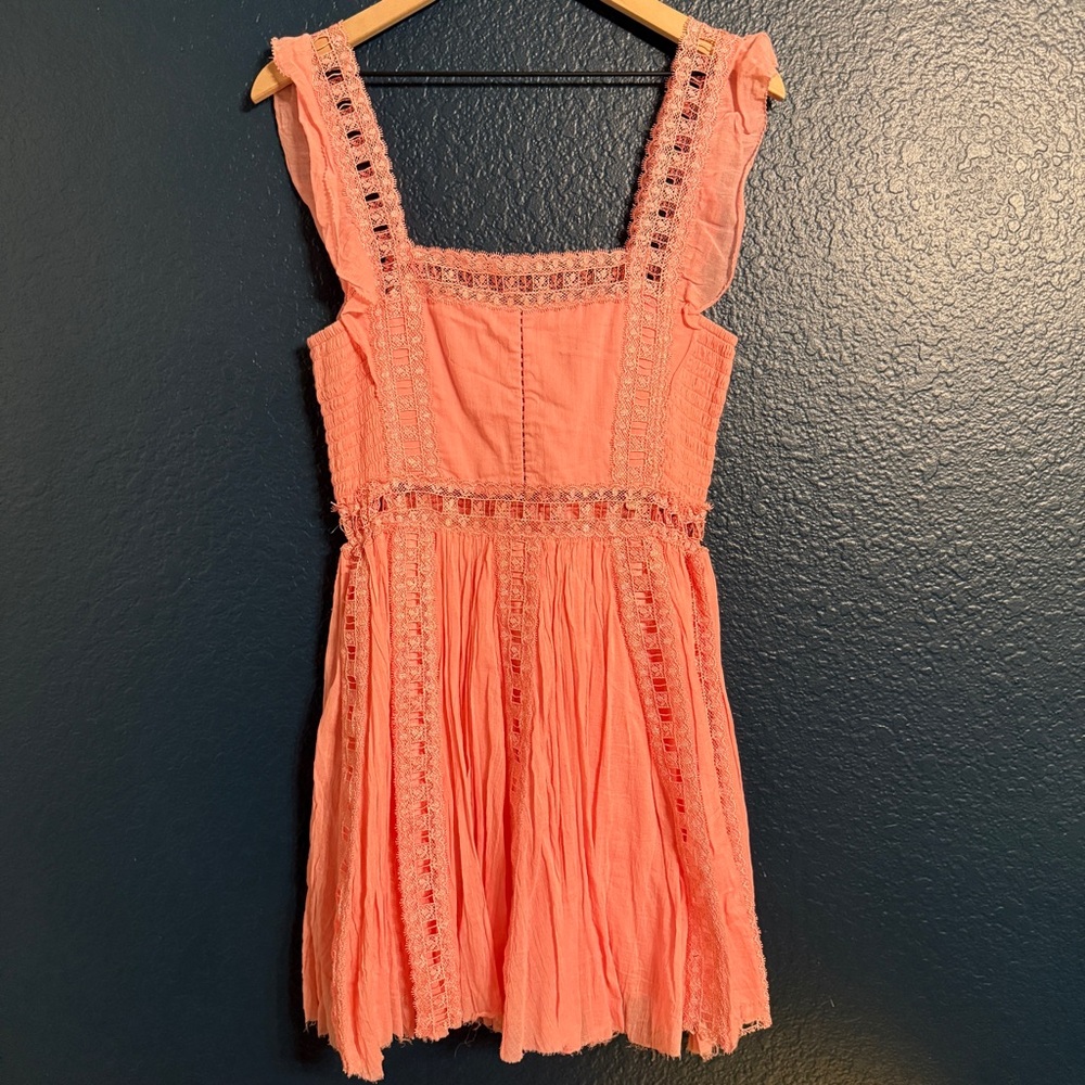 FREE PEOPLE Pink Sleeveless Dress with Lace Details